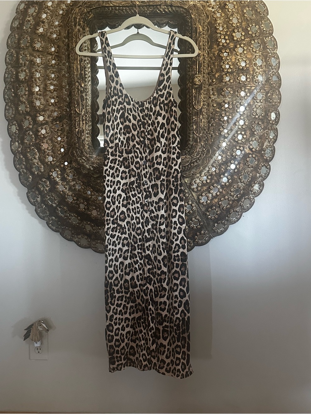 Good American Leopard Print One-Piece, button front, Dress